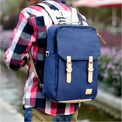 New Korean version of the trend men's canvas backpack large backpack casual student school bag travel backpack computer bag