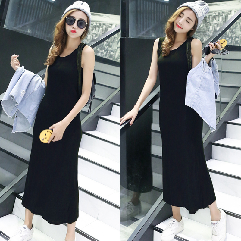 Spring and Summer Korean Style Vest Dress Loose Long Suspbottomer Skirt Bottoming Skirt Women's Modal Long Skirt Inner Dress Large Size