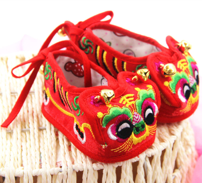 Chinese Retro Baby School Walking Shoes Full Moon 100 Days Old Tiger Head Shoes Spring Autumn Shoes Baby Soft Bottom Tiger Single Shoes