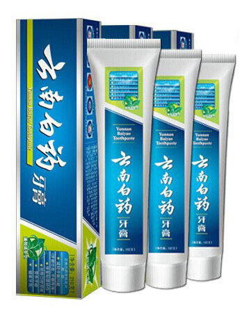 云南白药牙膏清爽薄荷210g 3支装呵护牙龈防出血美白牙齿包邮