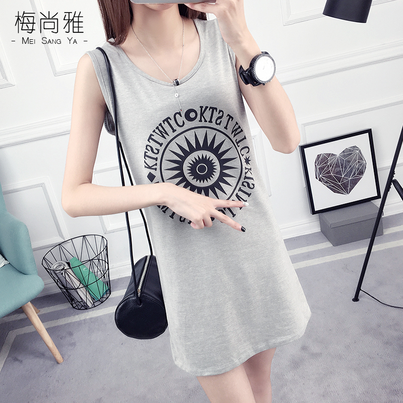 Summer Plus-Size Mid-Length Pure Cotton Top, Loose Sleeveless Slip Dress, Long Bodycon Dress, Cotton Tank Dress for Women