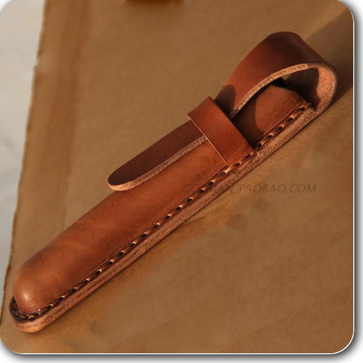 Leather pen case head layer leather styling pen bag business hard leather cigar bag handmade pen bag