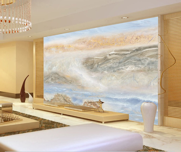 Tile background wall European-style living room TV background wall fantasy wonderland 3D microcrystalline stone marble pattern background brick