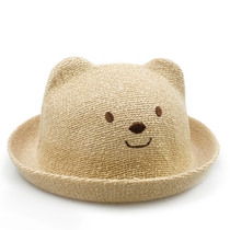 Childrens hat summer 6-12 months baby fishermans hat boy bear sun hat girl shade straw hat cute