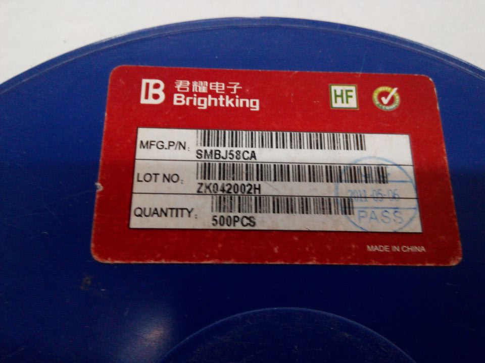 TVS patch transient diode SMBJ58CA smbj58ca bidirectional Taiwan Junyao 600W 58V