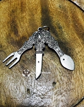 Spot an Egyptian individual style ancient Egyptian Temple Lotus pole knife fork spoon silver pendant
