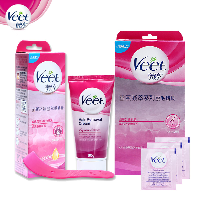 Veet/薇婷香氛凝萃脱毛膏+蜡纸男女士全身腿毛延缓毛发生长去毛膏