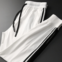 D summer side stripes stitching white trend sweatpants mens handsome and young small pants