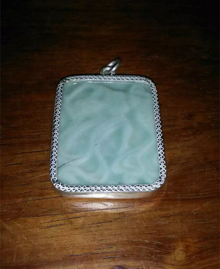 D309 Qing Dynasty Dunhuang Old Porcelain Sheet Woolen Clothing Chain Pure Silver Clad Side Hair Color Such As Jade Pendant Pendant and Rugged Classic Geot