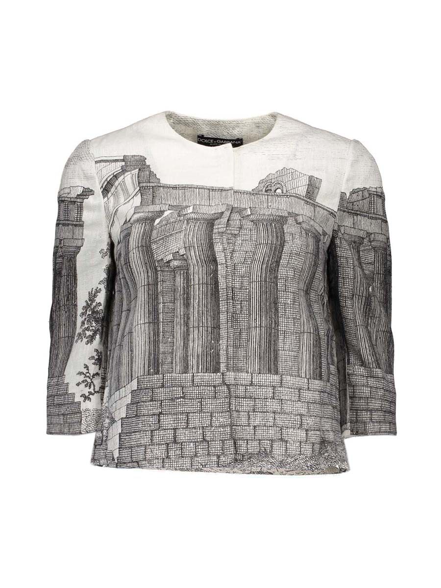 Dolce&Gabbana 拼色印花图案七分袖外套