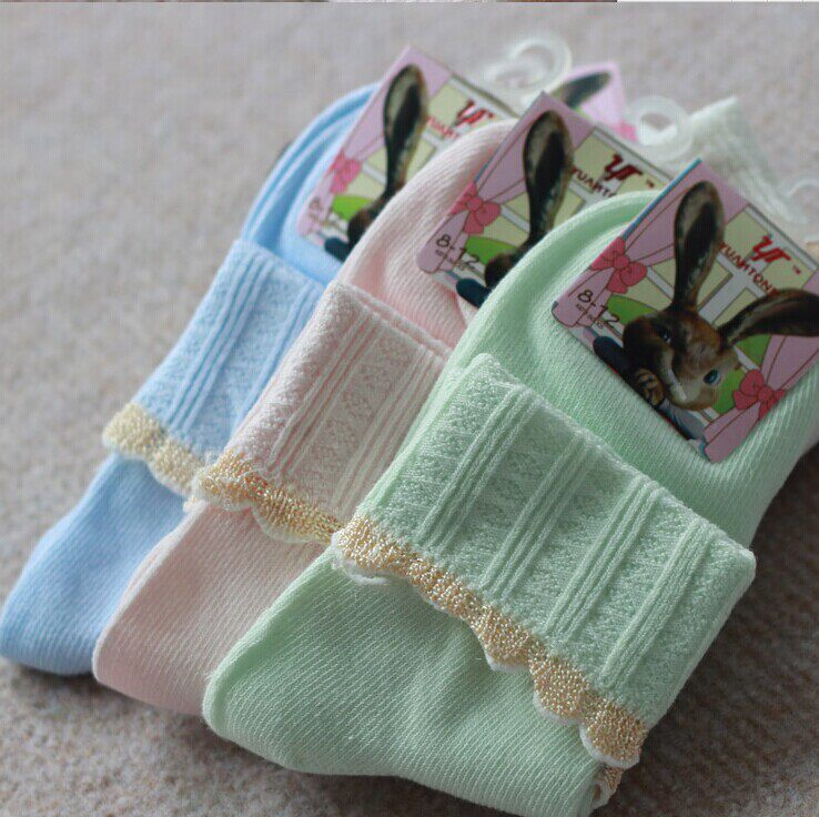 Promotion Spring Fall Creative Lace Full Cotton Combi Cotton Gold Silk Side Pure Cotton Curl Princess Girl Children Socks