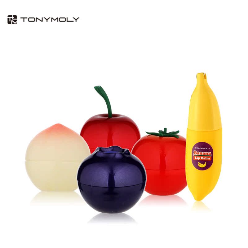 韩国正品 TONYMOLY魔法森林 可爱迷你润唇膏*5 桃子香蕉 圣诞新年
