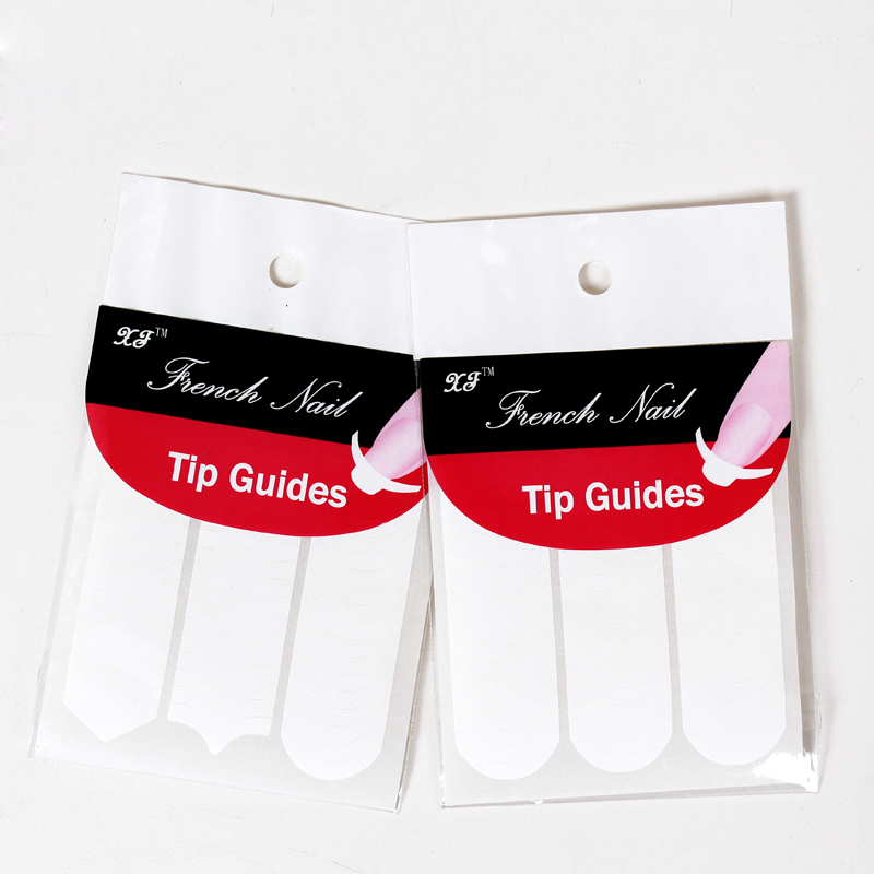 美甲用品工具指甲油DIY配件圆形微笑法式白边美甲贴纸批发