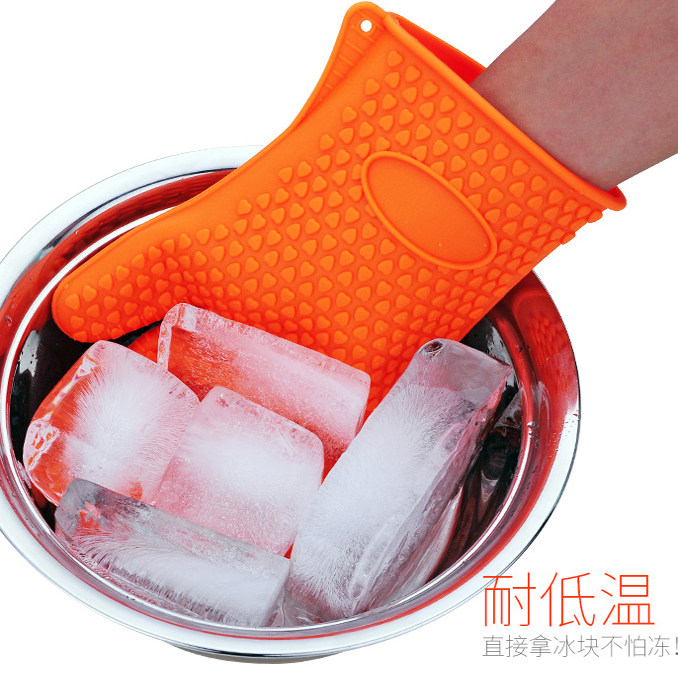 Thickened silicone microwave oven thermal insulation gloves oven glove high temperature resistant five-finger anti-burn glove kitchen