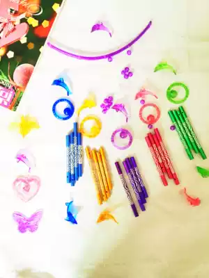 DIY homemade wind chimes, flat poles, 11 accessories, five sleeves, material pack, parent-child children's gift material pack, gift material pack, gift material pack, gift material pack, gift material pack