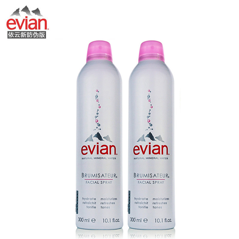 正品行货Evian依云天然矿泉水喷雾大喷300ml*2支装 补水保湿定妆