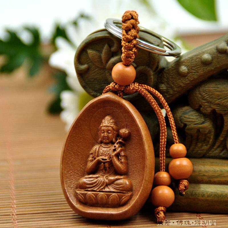 修明堂 包邮桃木大势至菩萨本命佛钥匙扣钥匙链 属相生肖马守护神