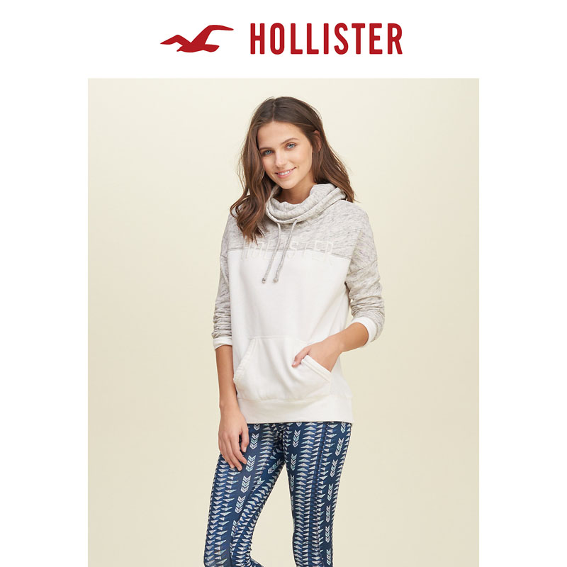 Hollister 2016春装新款披肩领标识帽衫卫衣 女 112362
