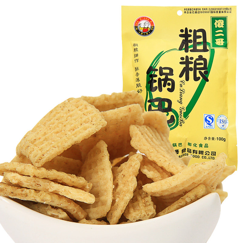 【天猫超市】傻二哥 粗粮锅巴香葱味100g/袋 脆香锅巴 膨化 零食
