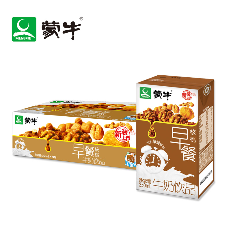 【天猫超市】蒙牛核桃口味早餐奶250ml×24盒 专为早餐设计