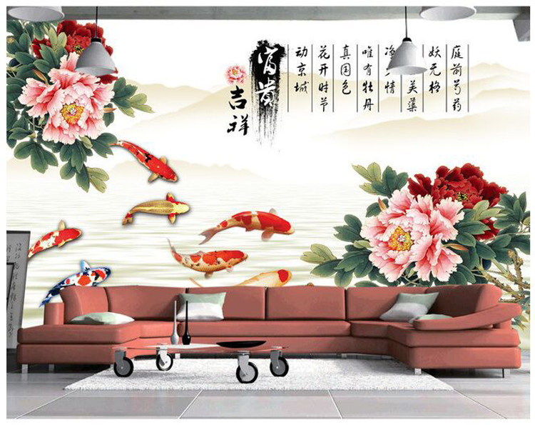 3D three-dimensional jade tile background wall Modern Chinese mural living room TV background wall Antique brick film and television wall