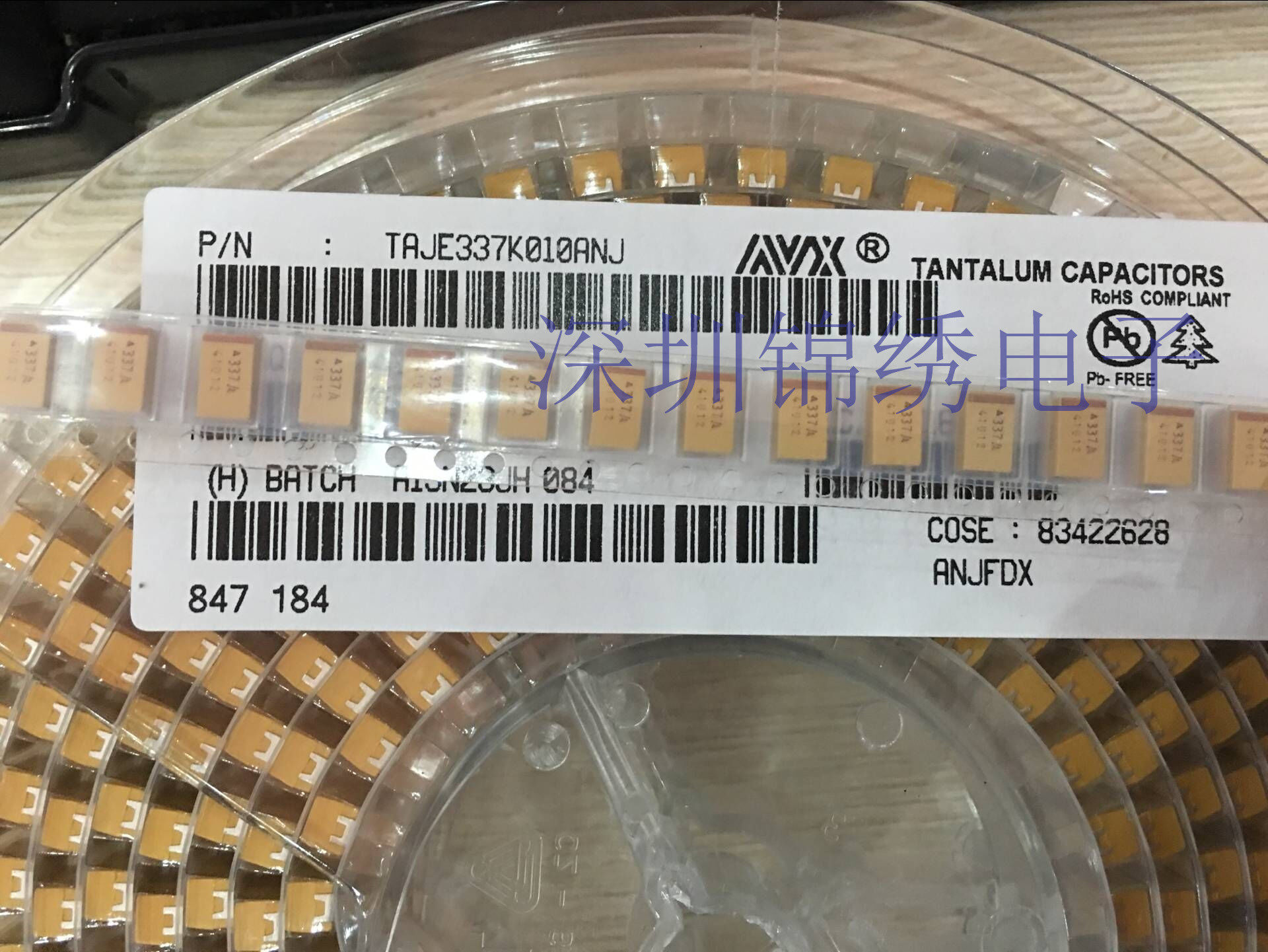 AVX 6032 TAJC337K006 6 3V 330UF C type 10% 337J