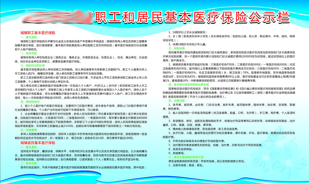 597办公装饰海报展板素材257卫生院居民基本医疗保险公示栏