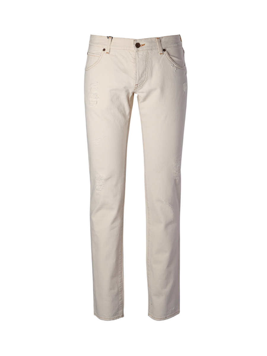 Dolce&Gabbana 裸色做旧牛仔长裤