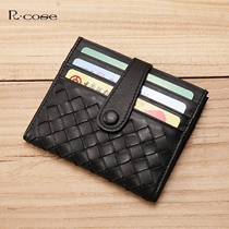 Europe and the United States woven mens and womens leather card bag head layer cowhide card clip 14 card bank card bag Credit card film bag