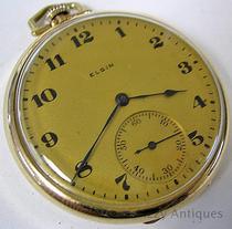 Elgin Elgin gold case metal plate antique open pocket watch