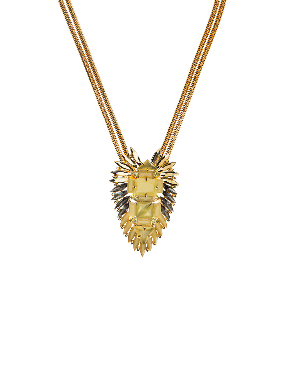 VINCE CAMUTO 玛瑙黄拼金艺术感晶饰项链