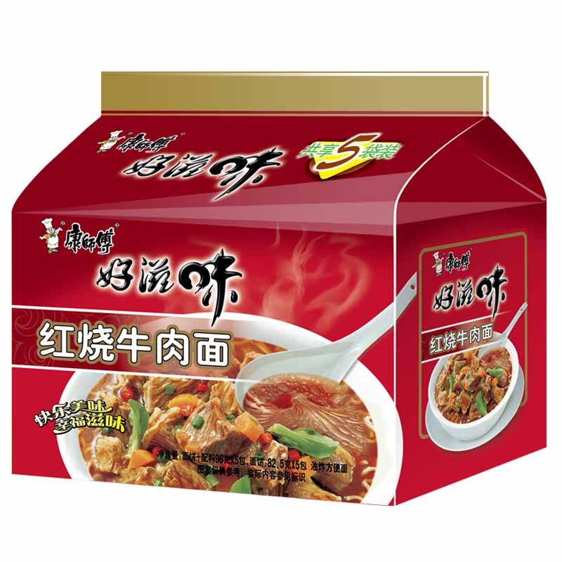【天猫超市】康师傅 好滋味红烧牛肉五连包 96g*5/袋 方便面