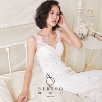 Sewing note handmade custom wedding dress 2018 New Korean-style closedown fish tail lace harness small trailing wedding gown