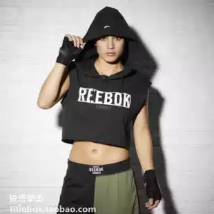 (Shipped from the United States)REEBOK boxing fighting hooded sports T-shirt short fitness training top female