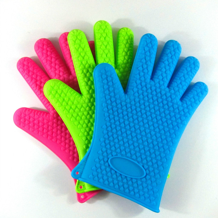 Thick silicone gloves Microwave insulation gloves Electric oven baking gloves High temperature resistant five-finger anti-scalding gloves