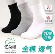 Mùa xuân và mùa hè nam polyester cotton nam vớ polyester cotton dày phần ống cotton vớ dài ống 10 đôi