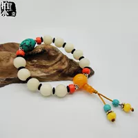 Bai Yiwei Flagship Store Tự nhiên White Bodhi Root Hạt Bracelet Vòng tròn đơn Bodhi Hạt vòng tay phụ nữ - Vòng đeo tay Clasp vòng tay cao su