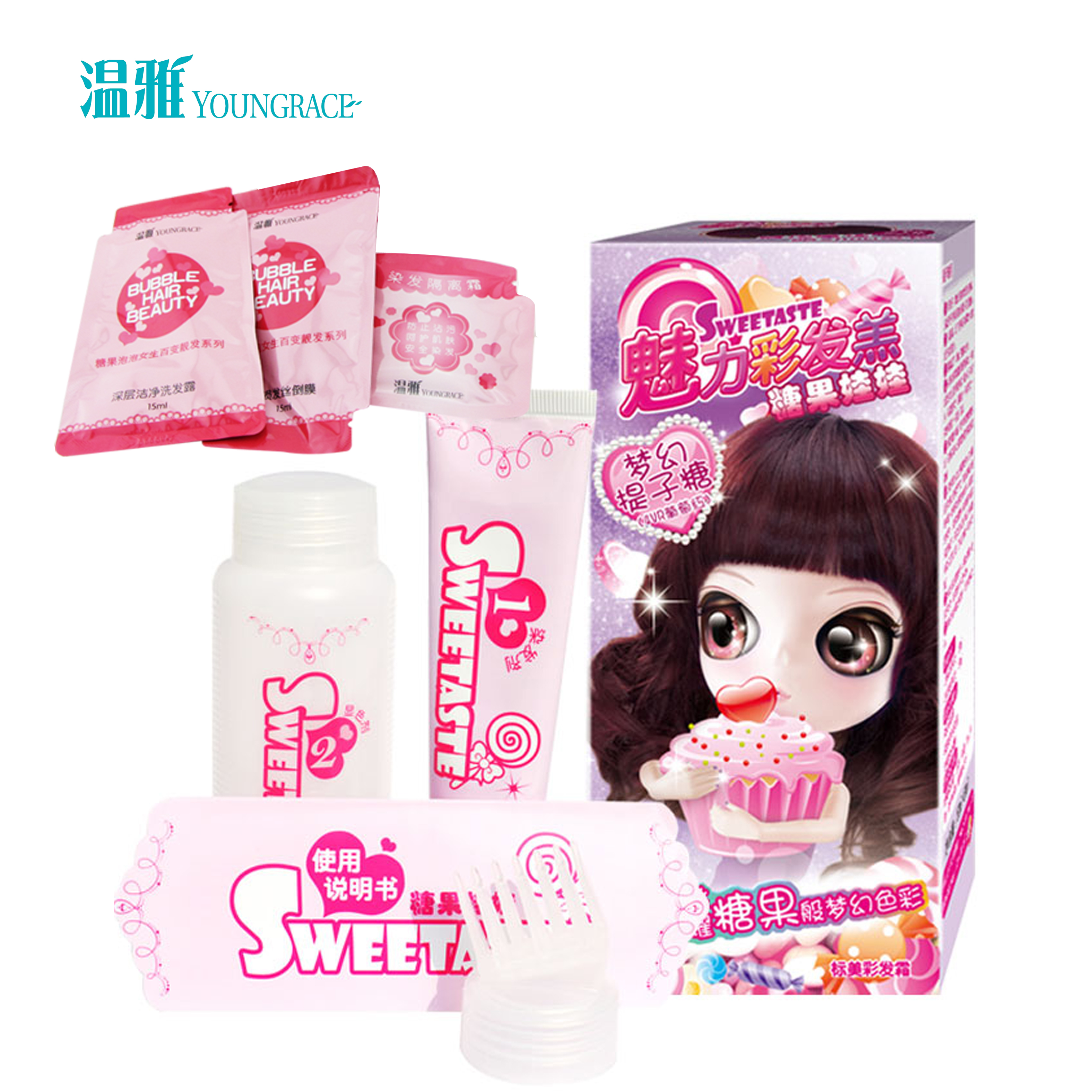 温雅糖果娃娃魅力彩发羔膏染发剂焗油膏植物自然黑色咖啡栗棕