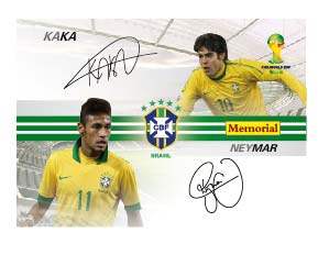 2014 Panini star card Neymar Kaka double signature