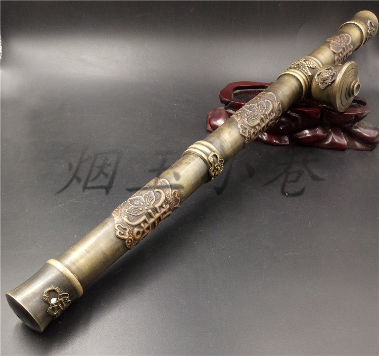 Retro old smoke gun mouthpiece long dry smoke Rod cigarette bag opium smoke gun brass pipe old pipe collection display