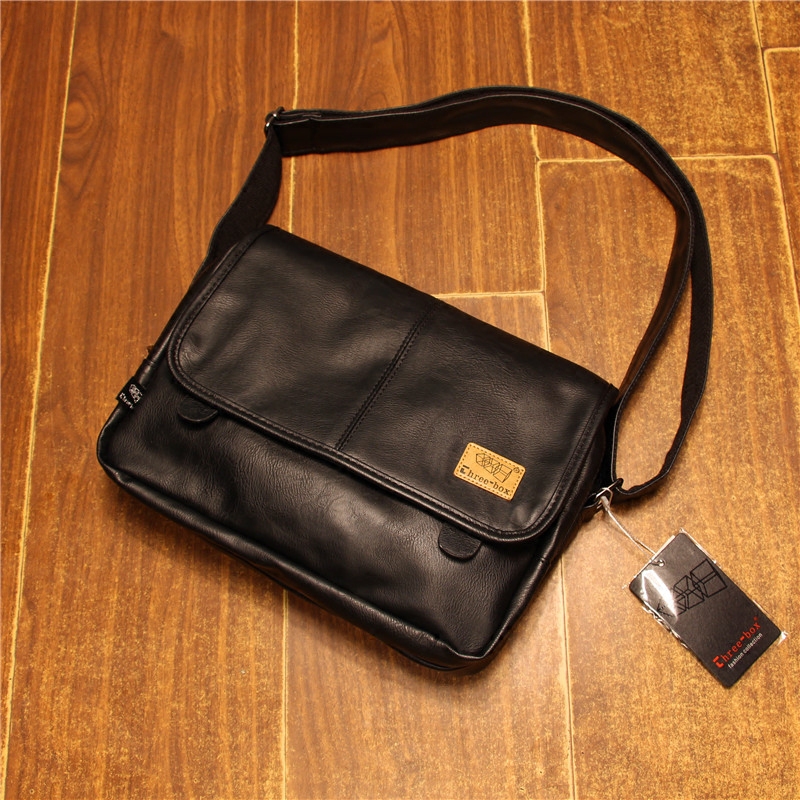 THREE-BOX men's bag men's shoulder bag Korean version trendy messenger bag large-capacity flip business men's casual bag