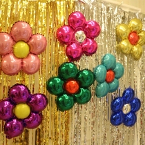 Aluminum film five-petal flower balloon single-layer flower balloon background wall birthday party day day window decoration layout