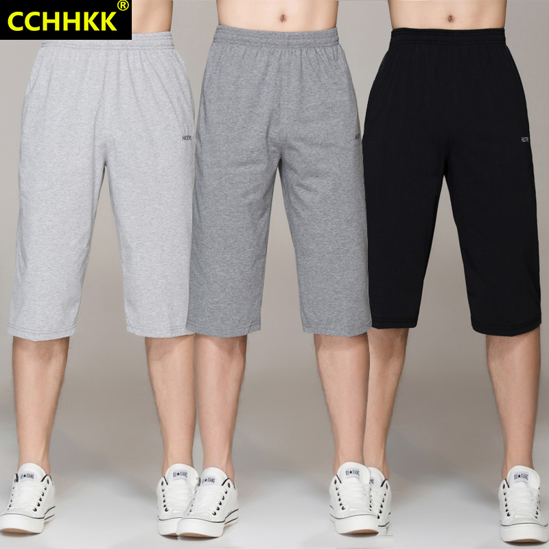 Summer Thin Loose Cotton Cropped Pants Men's Sports Shorts Summer 7-Point Breeches Young and Middle-Aged Casual Mid-Pants