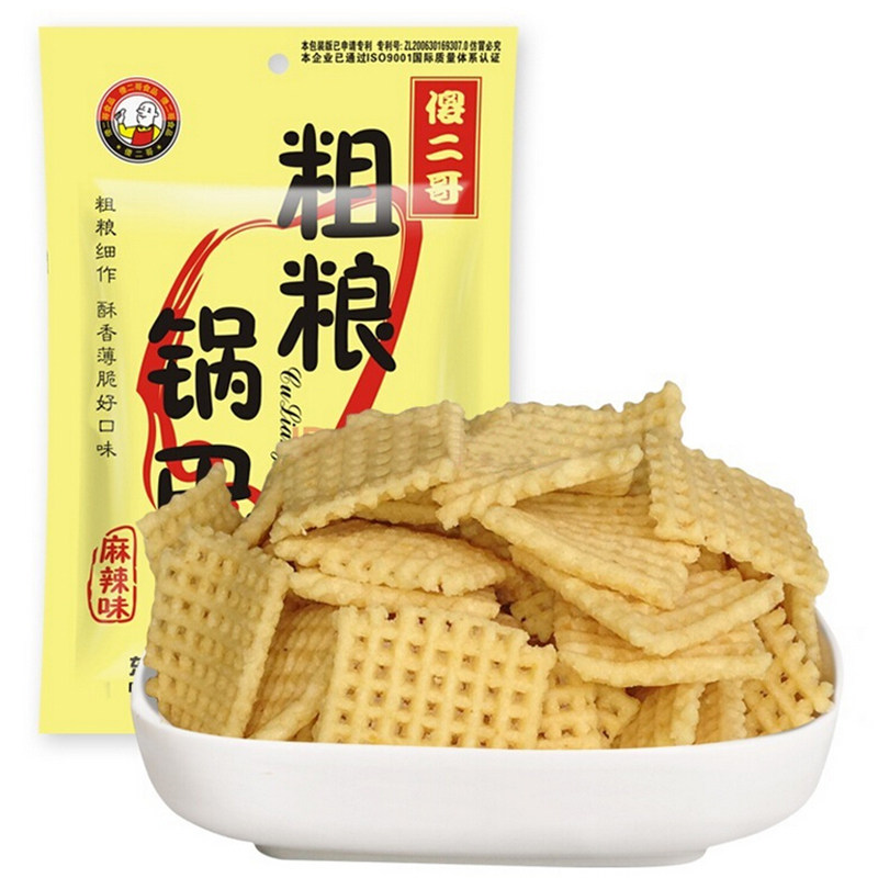 【天猫超市】傻二哥 粗粮锅巴麻辣味100g/袋 锅巴 休闲零食 小吃