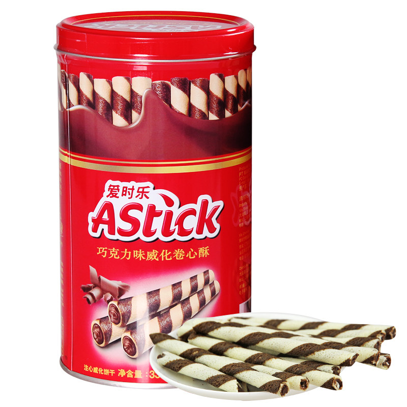 【天猫超市】印尼进口 Astick爱时乐 巧克力味威化卷心酥330g/罐