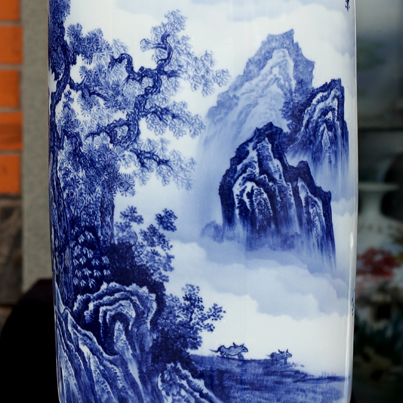 Jingdezhen hand - made spring mountain spring rhyme dried flower flower vase modern household of Chinese style ceramic furnishing articles sitting room adornment