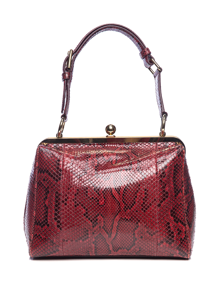 Dolce&Gabbana 红色蛇纹金属铰扣肩包