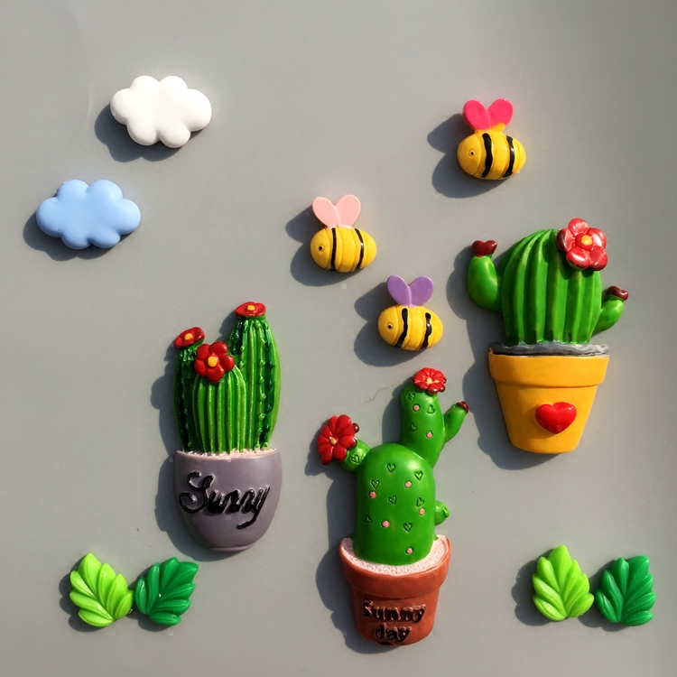 Cartoon cute hand drawn wind plant refrigerator sticker magnet Radish cactus early education whiteboard photo magnet
