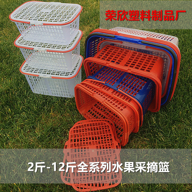 Strawberry Basket Red Square Plastic Hand Basket Poplar Plum Basket Grape Cherry Basket Fruit Picking Basket