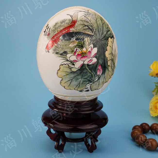 Ostrich Eggshell Engraving Craft Gift Pendulum to base New Year's New Year gifts customizable pattern Tuihau